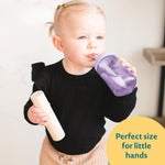 The First Years Squeeze & Sip Toddler Straw Cups - Squeezable Transition Sippy Cup with Silicone Straw - Toddler Feeding Supplies - Pink/Purple/Blue - 7 Oz - 3 Count - Ages 6 Months and Up