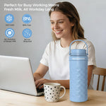 22oz Portable Breast Milk Cooler for Travel,24H Ice-Free Cooling Breastmilk Storage Bottles Container with 2pcs Baby Bottles for Breastmilk Storage,Baby Breastfeeding Essential, Blue