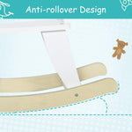 Qaba Wooden Rocking Horse Toddler Baby Ride-on Toys for Kids 1-3 Years with Classic Design & Wood Safety Bar, White