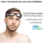 EverSport Swim Goggles, Swimming Glasses for Adult Men Women Youth Kids Child, Anti-Fog, UV Protection, Blue&Black