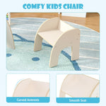 Costzon Kids Table and Chairs, Montessori Weaning Wooden Desk and Chair w/Wide Tabletop, Curved Edges, Space-Saving Design for Kids' Room, Nursery and Playroom, Toddler Table and Chair Set (Beige)