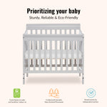 Dream On Me Aden 4-in-1 Convertible Mini Baby Crib in Cherry, GreenGuard Gold & BSA, Sustainable Pinewood, Non-Toxic Finish, 3 Mattress Heights, Converts to Mini Day & Twin-Size Bed