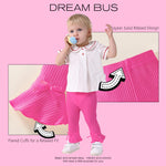DREAM BUS 5 Pack Baby Pants Toddler Girl Ribbed Ruffle Bell Bottoms Toddler Leggings Baby Boy Pants Newborn Girl Flare Pants