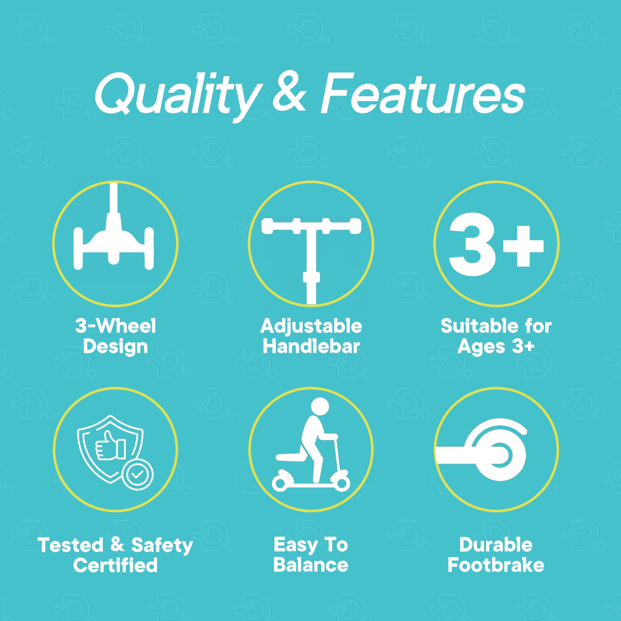 Dribbl Dribbl 3-Wheel Kids Scooter - Lean-to-Steer Technology, Adjustable ...