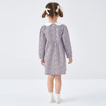 pureborn Toddler Girls Woven Dress Long Sleeve Spring Fall Playwear Dresses Blue Orange Floral 2-3 Years