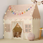 Kids Play Tent Indoor: with Mat, Tassel Garland, Star Lights - Toddler Girl Tent Indoor Playhouse for Toddlers Kids Toys for Boy Girl Birthday Gift