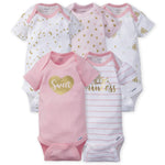 Gerber Baby Girls 5-Pack Short Sleeve Variety Onesies Bodysuits Princess Arrival Newborn