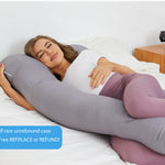 ZZZhen Pregnancy Pillow for Sleeping, U Shaped Maternity Pillow - 56 Inch with Grey Microfiber Removable Cover, Multi- Use and Support Back, HIPS, Legs, Belly for Pregnant Women Sleeping