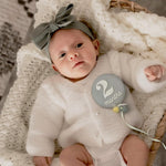 Unique Baby Monthly Milestone Photo Props - Balloon Shaped Fleece Signs with Tassels Pom-Pom | Pastel Nursery Decor & Birth Announcement | Newborn Keepsake Gift Set (Sand Beige)