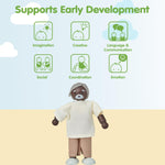 PlanToys® Wooden Grandfather Dollhouse Figure - Dark Skin Tone | Poseable 1:12 Scale Dollhouse People | Montessori Pretend Play Doll with Bendable Arms & Legs | Eco-Friendly Wooden Figurine for Kids