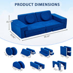 Karl home Kids Couch 14PCS, Modular Kids Play Couch, Multifunctional Foam Toddler Sofa,Climbing & Relaxation, Sectional Convertible Sofa Imaginative Furniture Play Set for Playroom, Blue