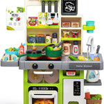 Kids Play Kitchen Set, Toddler Kitchen Playset with Sound & Light, Cooking Stove with Steam, Play Sink, Play Food Toy and Kitchen Accessories, Kitchen Toy for Kids Girls Boys (31.5 * 22 * 8.6in)