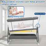 Jixrolyn 3 in 1 Baby Bassinet Bedside Sleeper, Height Adjustable Bedside Bassinet for Newborn and Infant with Mattress, Storage Basket, and Wheels (Grey)