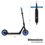 Radio Flyer Kickstart Max, Lightweight and Foldable Two-Wheel Kick Scooter Ages 8+, 220 lb Max, Large Wheels and Front Suspension for Smooth Ride