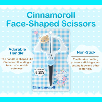 SanrioOriginal Face Shaped Scissors (Japan Import) - Includes Cherry Blossom Message Card (Cinnamoroll)