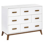 Babyletto Scoot 6-Drawer Dresser in White and Natural Walnut, Greenguard Gold Certified