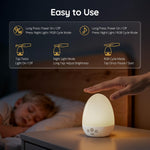 JolyWell Baby Night Light with Sound Machine, RGB Egg Light for Kids, 3 Color Temperatures, Stepless Dimming, USB-C Rechargeable, Touch Lamp for Nursery & Bedroom
