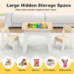 Costzon Kids Table and Chair Set, 3-in-1 Wooden Activity Table with Removable Tabletop, Blackboard & Whiteboard, Storage Space for Arts Crafts Nursery Preschool, Toddler Table and Chairs (Natural)