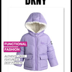 DKNY Infant Toddler Baby Girls' Winter Jacket - Fleece Lined Quilted Bubble Puffer Parka Coat for Girls (Sizes:12M-4T), Size 18 Months, Pale Lavander