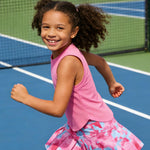 PATPAT Girls 2 Piece Tennis Skirt Set Size 10-11 Pink Tank Tops and Tie Dye Skort Athletic Sets Sleeveless Tops + High Waisted Pleated Skort 2 Piece Outfits Girl Summer Clothes Workout Outfit
