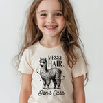 Toddler Shirts for Boys Grils Kids, Baby Boy Summer Clothes Funny Alpaca Graphic Tees, 2-8T Short Sleeve T-Shirt, Messy Hair Don't Care