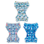 Babygoal Baby Boy Swim Diapers 3 Pack for 0-8 Months Infant, Reusable Adjustable Washable for Swimming Lessons-Dinosaur,Shark,Fish