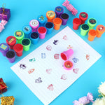 Lemicin 24 PCS Camp Party Favors Camping Adventure Mini Stamps Colorful Self Inking Stamps Camping Themed Party Favors for Boys Girls Student School Classroom Rewards Carnival Prizes Supplies