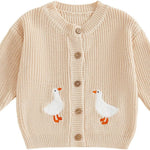 Toddler Baby Girl Cardigan Christmas Knit Sweater Long Sleeve Button Down Knitwear Kids Fall Winter Coat