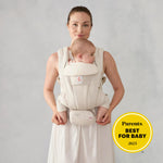 Ergobaby Omni Deluxe Baby Carrier for Newborn to Toddlers 0-48 Months (7-45 lbs) - 4-Position Natural Linen Baby Carrier with Ergonomic Support, Storage Pockets, and Sun Hood - Natural Linen
