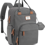 RUVALINO Diaper Bag Backpack-Multifunction Travel Baby Diaper Bag with Changing Pad, Insulated Bottle Holders & Pacifier Case, Large Capacity, Waterproof, Gray