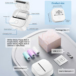 Memoking Sticker Printer - Mini Printer T02 Thermarote Mini Inkless Label Makers Thermal Sticker Maker Machine for Children Students Kid Gift, Compatible with Phone & Tablet, White
