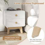 Giantex Night Stand with 2 Drawers, Mid Century Modern Bedside Table with Cute Round Knobs, Wooden Side End Table with Solid Rubber Wood Legs, Small Nightstand for Kids Bedroom Dorms, White
