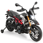 Costzon 12V Kids Motorcycle, Licensed Aprilia Electric Motorcycle Ride On Toy w/Training Wheels, Spring Suspension, LED Lights, Sounds & Music, MP3, Battery Powered Dirt Bike for Boys & Girls, Black