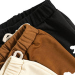 Nivne Tco Toddler Boys Jogger Sweatpants Kids Active Pants with Dinosaur Pattern & Decorative Bow 3 Pack Athletic Pants Set (US, Age, 3 Years, Khaki Beige+Brown+Black)