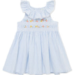 Little Me Clothes for Baby Girls' Blue Smocked Sundress with Panty, Placid Blue, 12 Months
