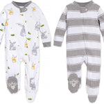 Burt's Bees Baby Baby Girls Pajamas, Zip Front Non-Slip Footed Sleeper Pjs, 100% Organic Cotton