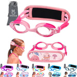 Vvinca Kids Swim Goggles with Fabric Strap No Tangle Pain-Free, Anti-Fog Swimming Pool Goggle No Leak for Toddlers Girls Boys