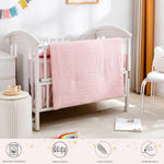 Cokouchyi 3 Piece Crib Bedding Set for Boy Girls, Jacquard Tufted Geometric Crib Set, Includes Crib Skirt, Blanket and Crib Sheet, Crib Baby Bedding, Pink
