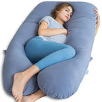 QUEEN ROSE Pregnancy Pillow, U Shaped Full Body Pillows for Sleeping Support, 55 Inch Maternity Pillow for Pregnant Women, Blue