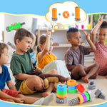 Montessori Toys for 1 2 3 4 5 Year Old Boys Girls, 2 In 1 Counting Toys & Spinning Stacking Toys for Toddlers 1-3 Educational Learning Toys Easter Birthday Gifts for Kids Age 1-5 Autism Sensory Toy