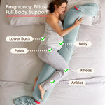 bbhugme Adjustable Pregnancy Pillow – Full Body Support for Side Sleeping - Adjustable Firmness and Shape - Supports Back, Legs, Belly, HIPS for Pregnant Women - Removable Cover - Eucalyptus