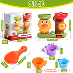 Baby Bath Toys for Kids Ages 1-3 Interactive Toddler Bath Toys Duck Sensory Bathtub Water Shower Toys with 3 Stacking Cups for 12+ Months Boys Girls Birthday Gifts