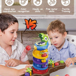 Dinosaur Ball Drop Toy for 3 4 5 6 7 8 Years Old Kids, Dino Spin Twister Toddlers Toy, Shoot Balls Toddler Montessori Toys Gifts for 3-6 Year Old Boys Girls, 2 Players PK Mode