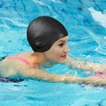 Swimming Cap, Silicone Swim Cap for Women Men, Durable Non-Slip Waterproof Swim Cap Protect Ears, Long Hair for Adults, Older Kids