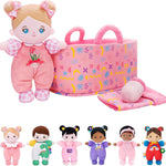 OUOZZZ Soft Baby Doll for Girls - My First Baby Doll Birthday Gifts for Girls Plush Rag Dolls Tulip Pink Dress Toy for Toddlers Kids Infants 10"
