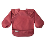 Tiny Twinkle Mess Proof Baby Bib, Cute Full Sleeve Bib Outfit, Waterproof Bibs for Toddlers, Machine Washable, Tug Proof Closure, Baby Smock for Eating, Long Sleeved (Burgundy, Large 2-4 Years)