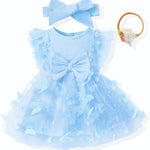 Renotemy Baby Girl Flower Dress Summer, Tutu Tulle Boho Princess Wedding Birthday Party Dresses for Infant Girls 0-18 Months
