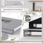 Artfeel Photo Album Self Adhesive Scrapbook Album for 3x5 4x6 5x7 8x10 Pictures,40 Pages Linen Cover with Display Window DIY Photo Book,Ideal Gifts for Family Travel Wedding Baby