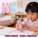 Pencil Erasers, Cute Stationery, Flower-Shaped Eraser,Retractable Eraser, Suitable for School and Office, Kid Party Favors Gift 4Pcs