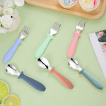 Pimoys 6 Pieces Toddler Utensils, Kids Silverware Set with Plastic Handle Stainless Steel Children Forks and Spoons, Dishwasher Safe